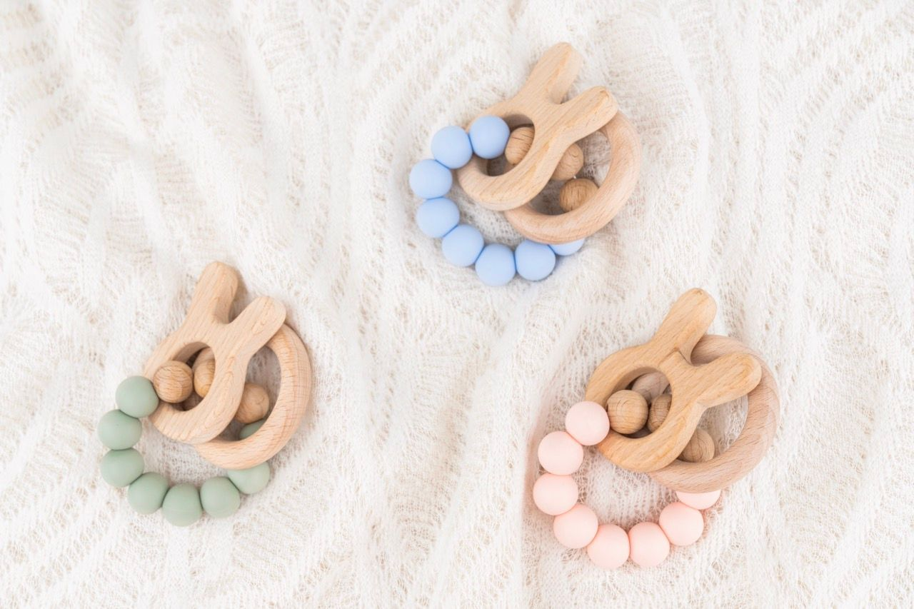 Bubba Beech Wood Silicone Teether - Sage