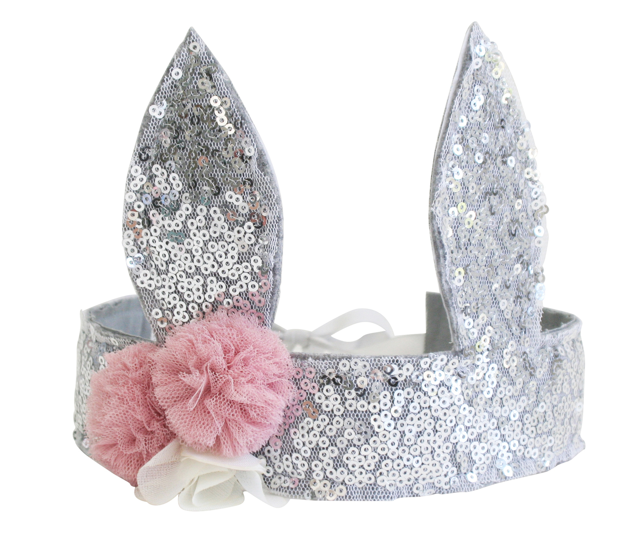 Sequin Bunny Crown - Silver