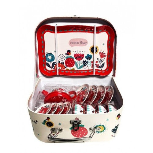 Red Garden Carry Case Tea Set