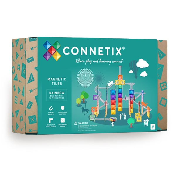 Connetix Rainbow Magnetic Tiles Ball Run 92 pc