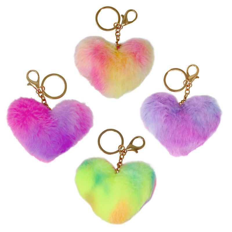 Fluffy Heart Keychain