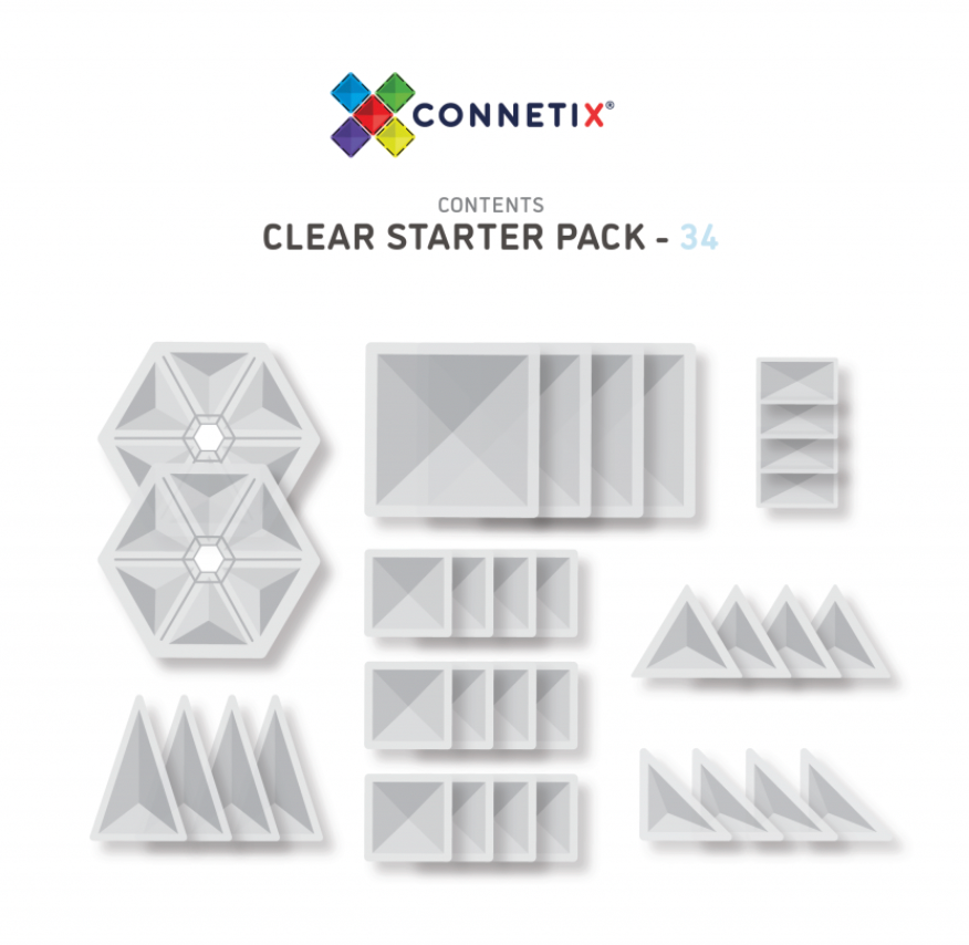 Connetix Starter Pack 34 piece Clear