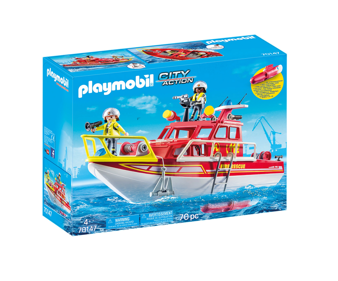 City Action - Floating Fire Rescue Boat with Underwater Motor 70147